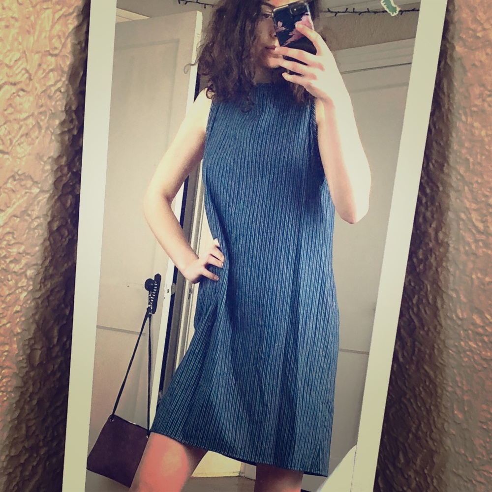 blue striped dress